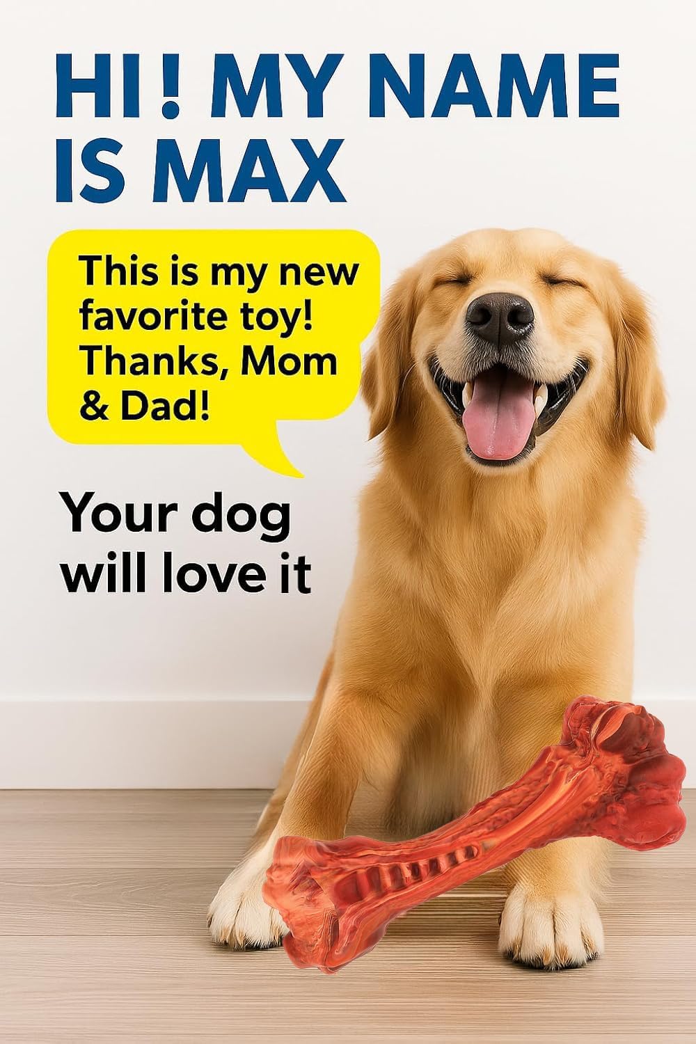 Dog Chew Toy - Natural Rubber Bone with Beef Flavor for Medium & Large Dogs - Dental Chew Toy, Cleans Teeth, Satisfies Chewing Instinct view 8