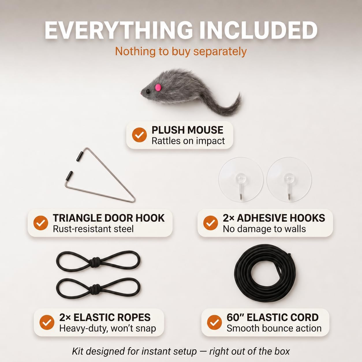 Hanging Door Cat Toy - Self-Play Feather Mouse for Indoor Cats - No Batteries, Extended Pack view 5