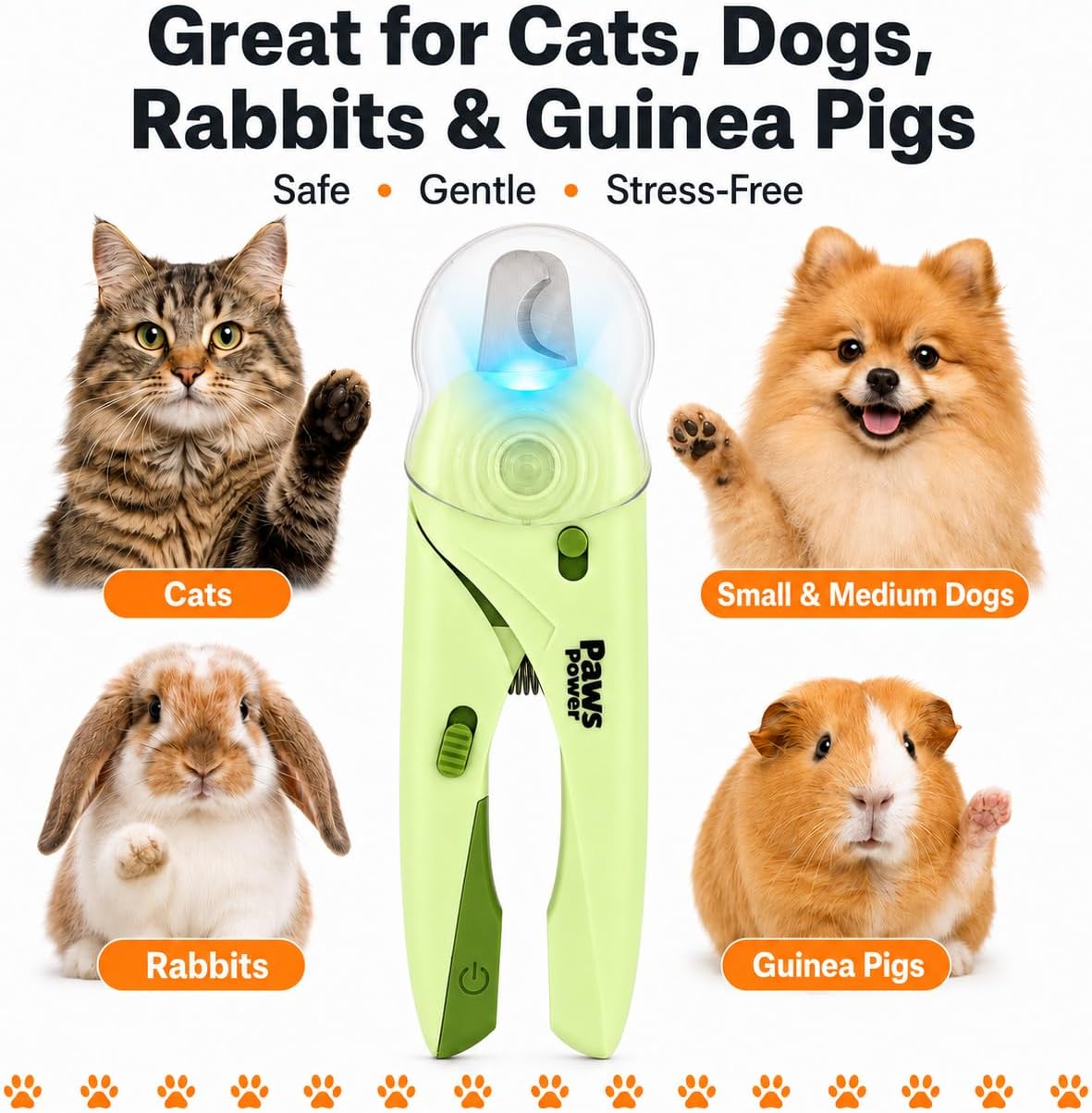 Cat Nail Clipper & Small Dog Nail Clippers with LED Light - Illuminates Nails & Bloodline for Safe, Easy Trimming - Extra Sharp, Green view 5