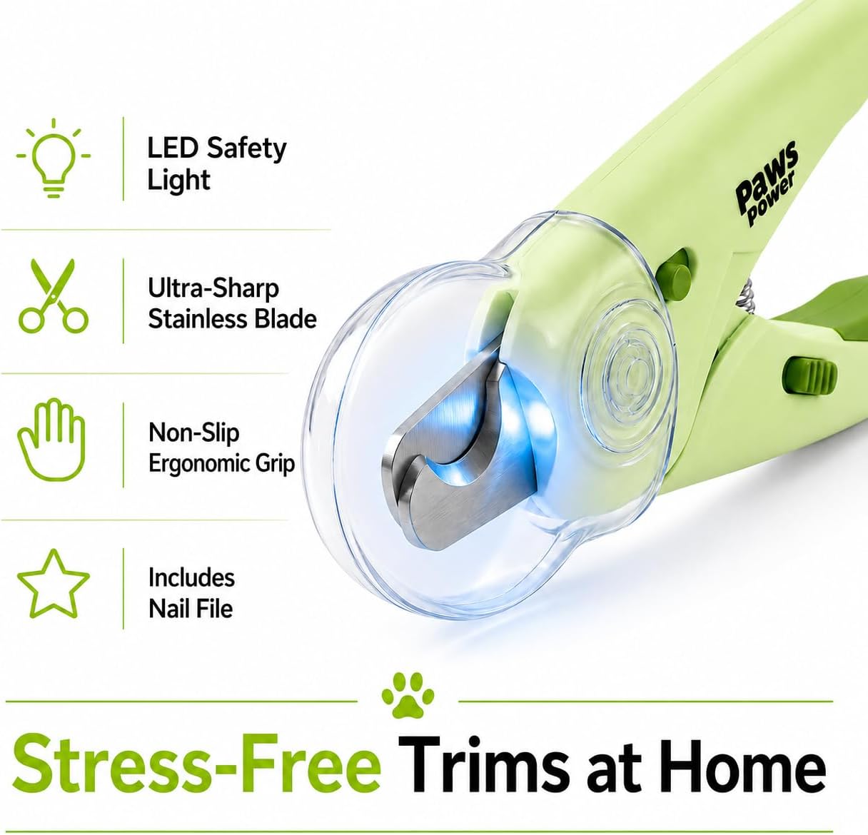 Cat Nail Clipper & Small Dog Nail Clippers with LED Light - Illuminates Nails & Bloodline for Safe, Easy Trimming - Extra Sharp, Green view 7